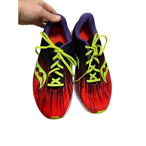 EUC Mens Saucony PWRRUN Axon Visi Pro running shoes size 10 colorful bright - Picture 2 of 8